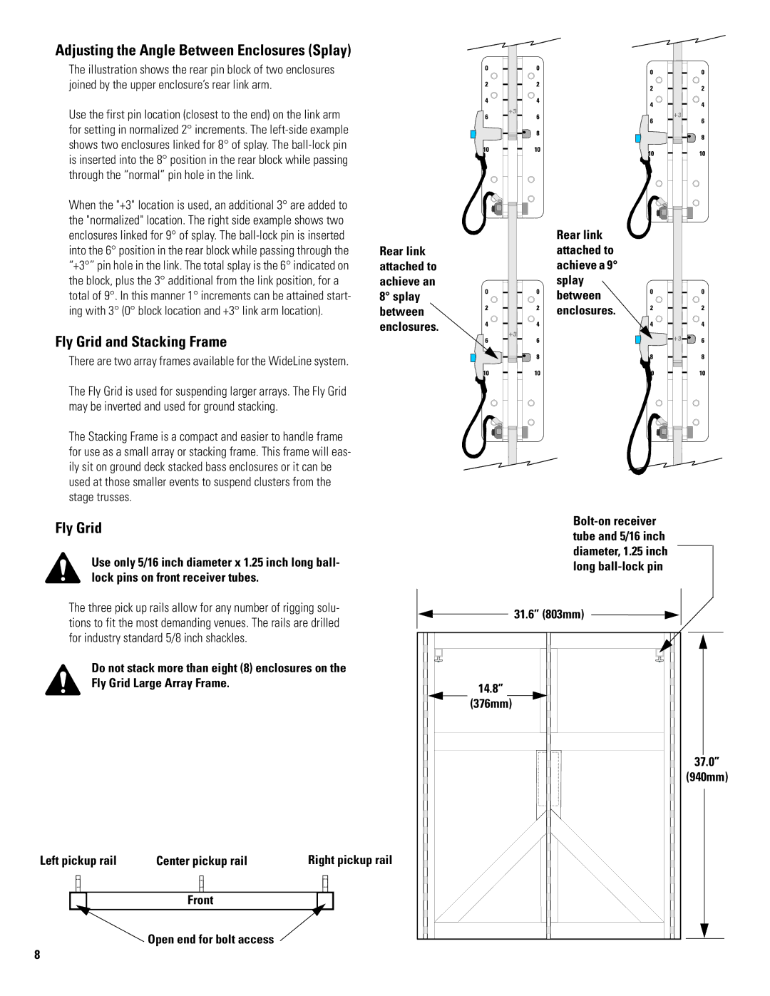 QSC Audio WL2102-w user manual Fly Grid and Stacking Frame 