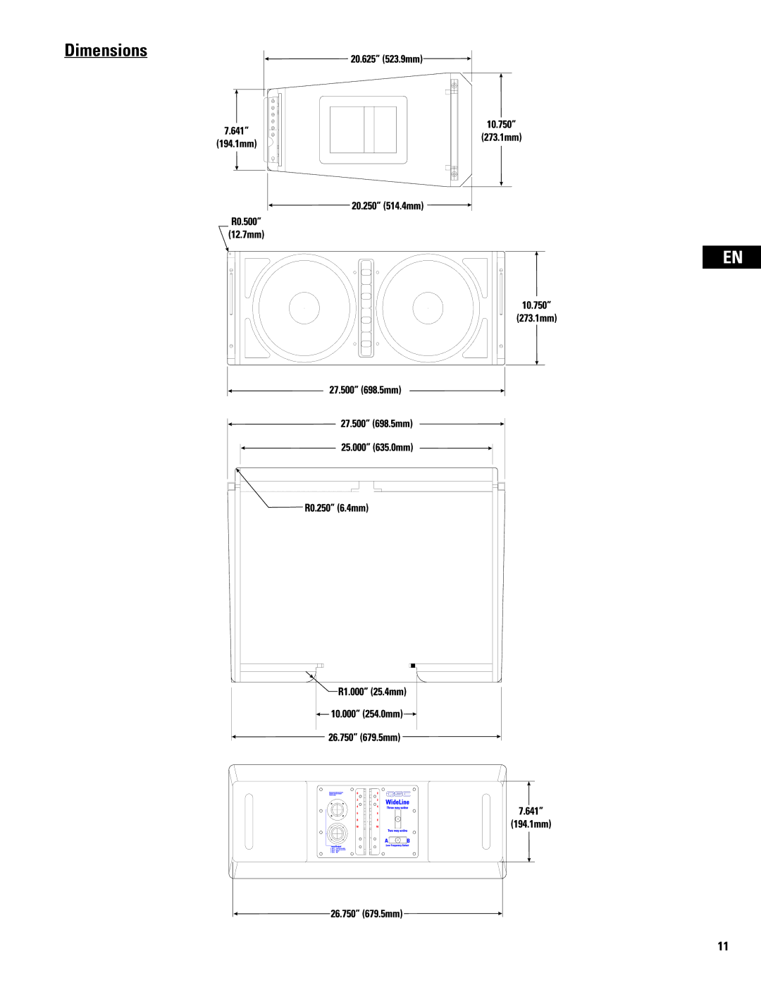 QSC Audio WL2102 user manual Dimensions 