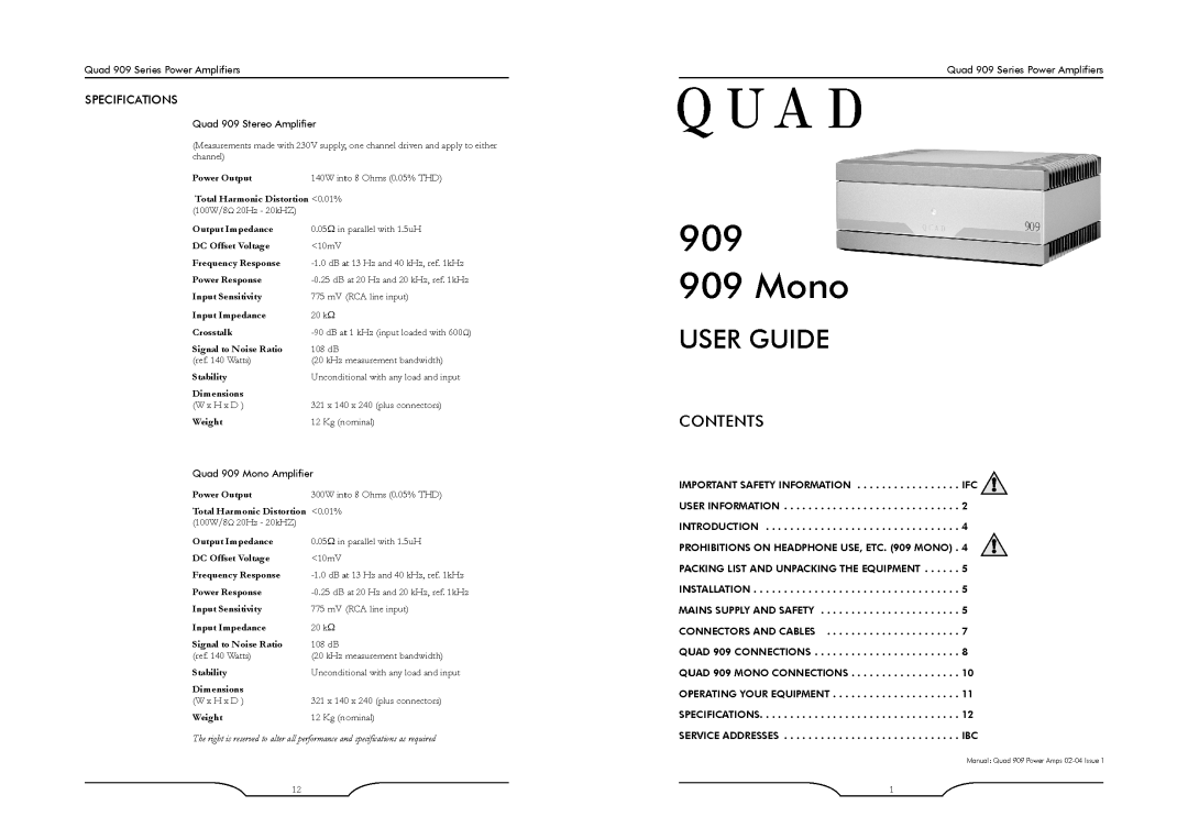 QUAD 909 Mono manual 