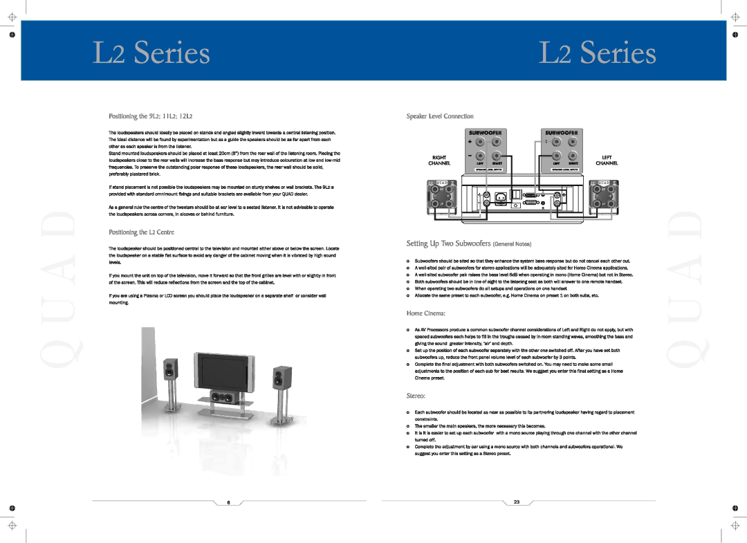 QUAD L2 SUB, L2 CENTRE, 21L2, 11L2, 12L2, 9L2, 22L2 manual 