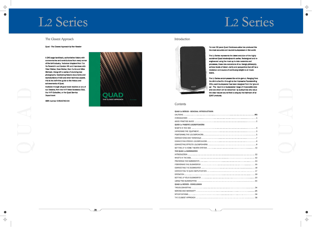 QUAD 11L2, L2 SUB, L2 CENTRE, 21L2, 12L2, 9L2, 22L2 manual 