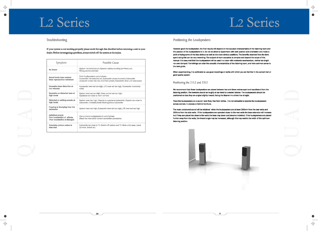 QUAD 9L2, L2 SUB, L2 CENTRE, 21L2, 11L2, 12L2, 22L2 manual 