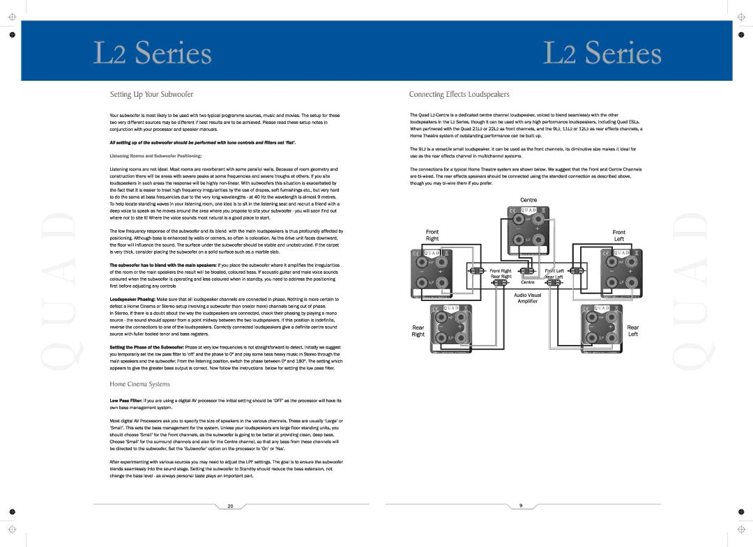 QUAD L2 SUB, L2 CENTRE, 21L2, 11L2, 12L2, 9L2, 22L2 manual 