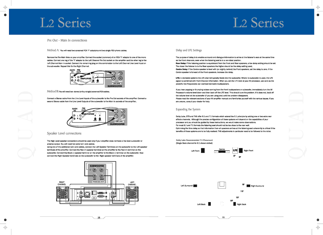 QUAD L2 CENTRE, L2 SUB, 21L2, 11L2, 12L2, 9L2, 22L2 manual 