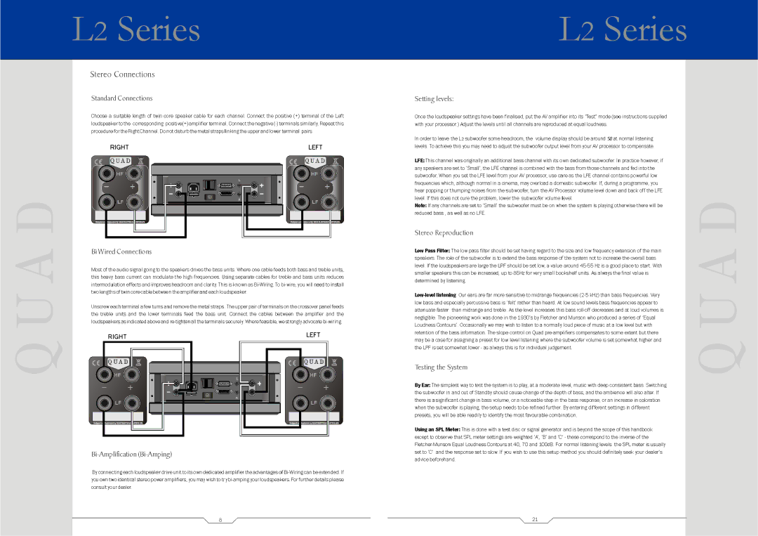 QUAD L2 SUB, L2 CENTRE, 21L2, 9L2, 22L2 manual 