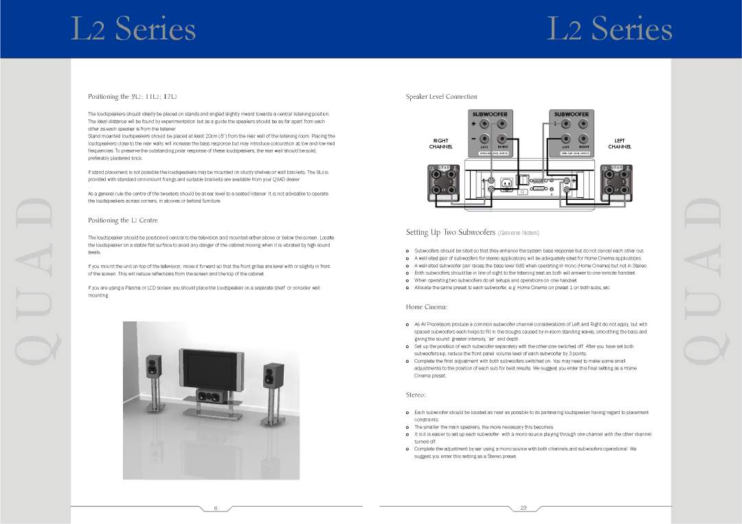 QUAD L2 SUB, L2 CENTRE, 21L2, 9L2, 22L2 manual 