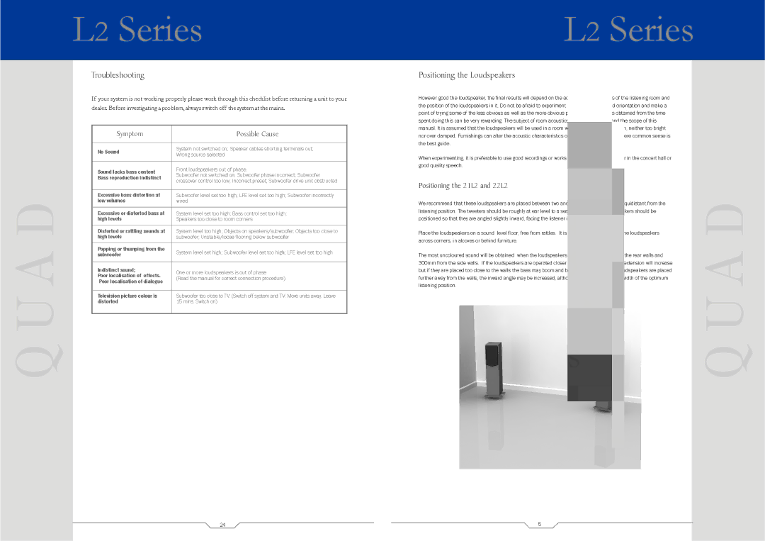 QUAD L2 SUB, L2 CENTRE, 21L2, 9L2, 22L2 manual 
