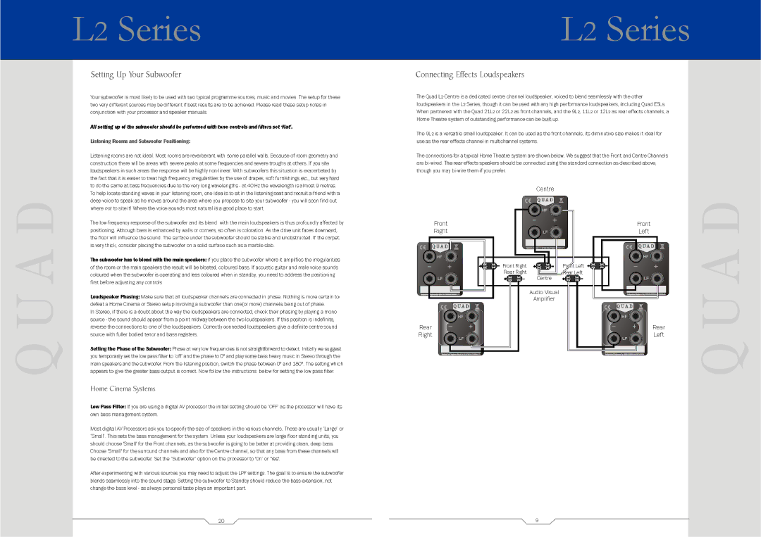 QUAD L2 SUB, L2 CENTRE, 21L2, 9L2, 22L2 manual 