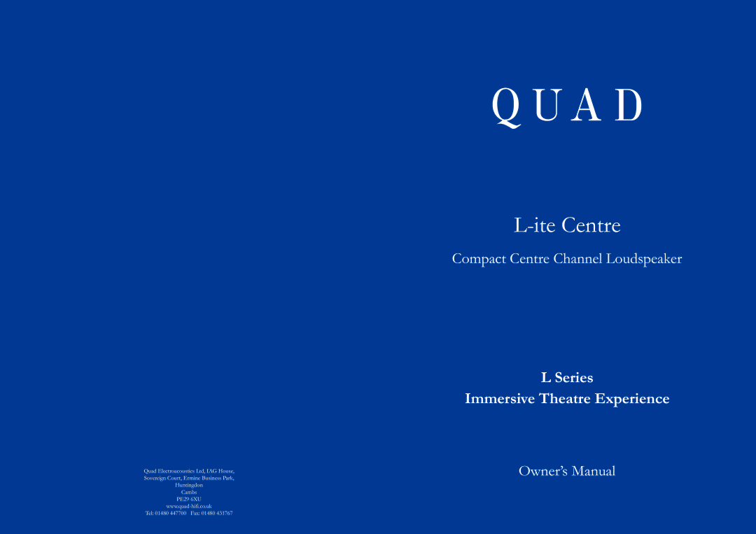 QUAD Speaker owner manual Ite Centre 