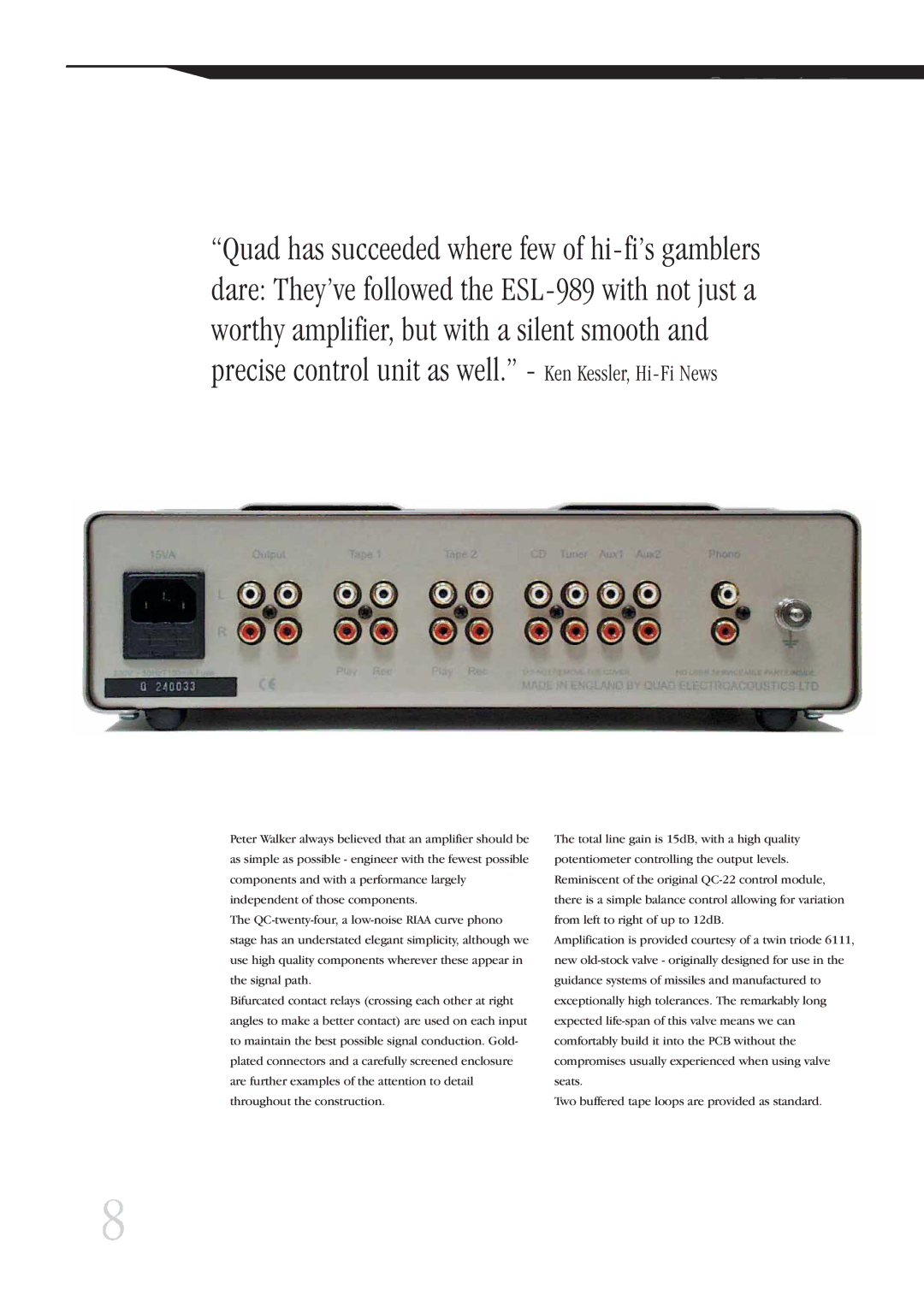 QUAD Vaccume Tube Amplifier Systems manual 