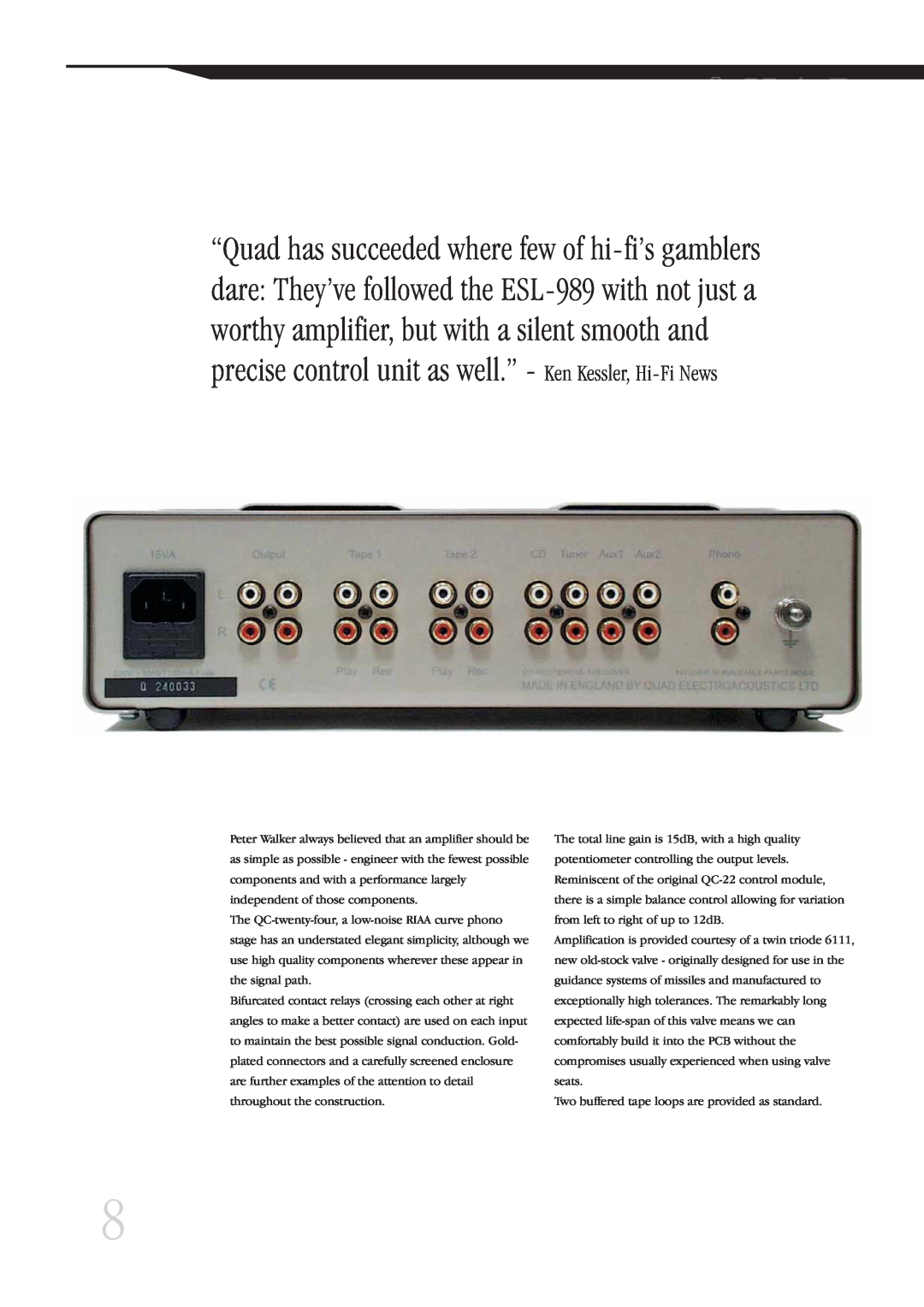 QUAD Vaccume Tube Amplifier Systems manual 