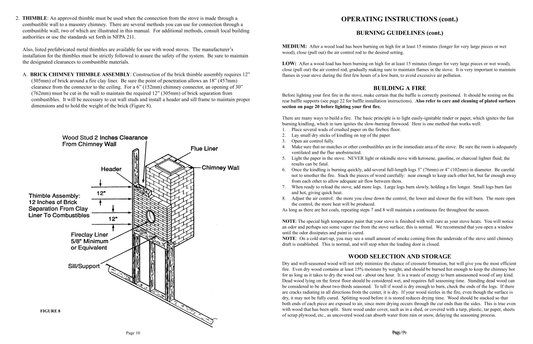 Quadra-Fire 1900 owner manual Building a Fire, Wood Selection and Storage 