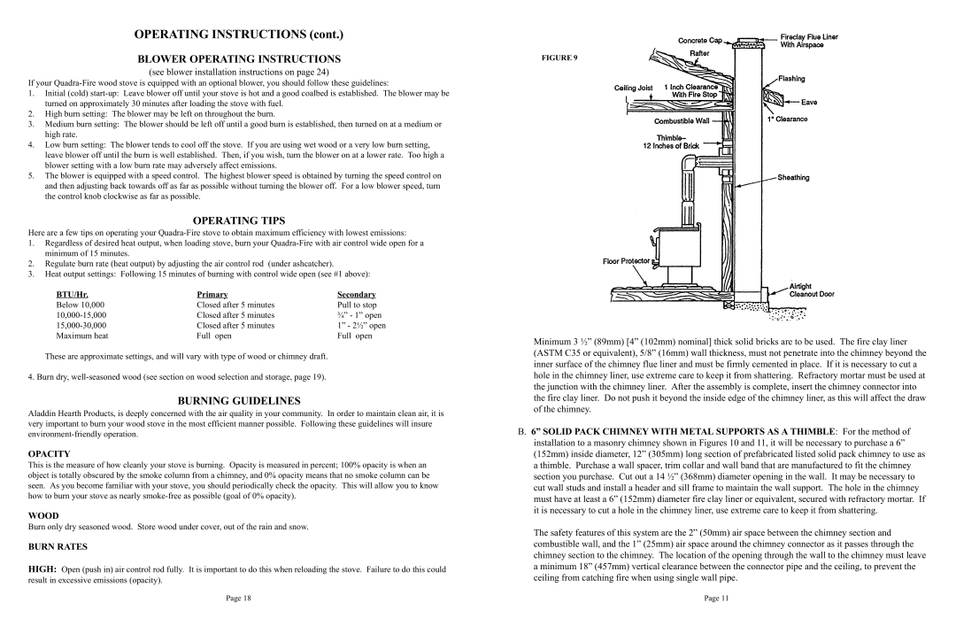 Quadra-Fire 1900 owner manual Blower Operating Instructions, Operating Tips, Burning Guidelines 