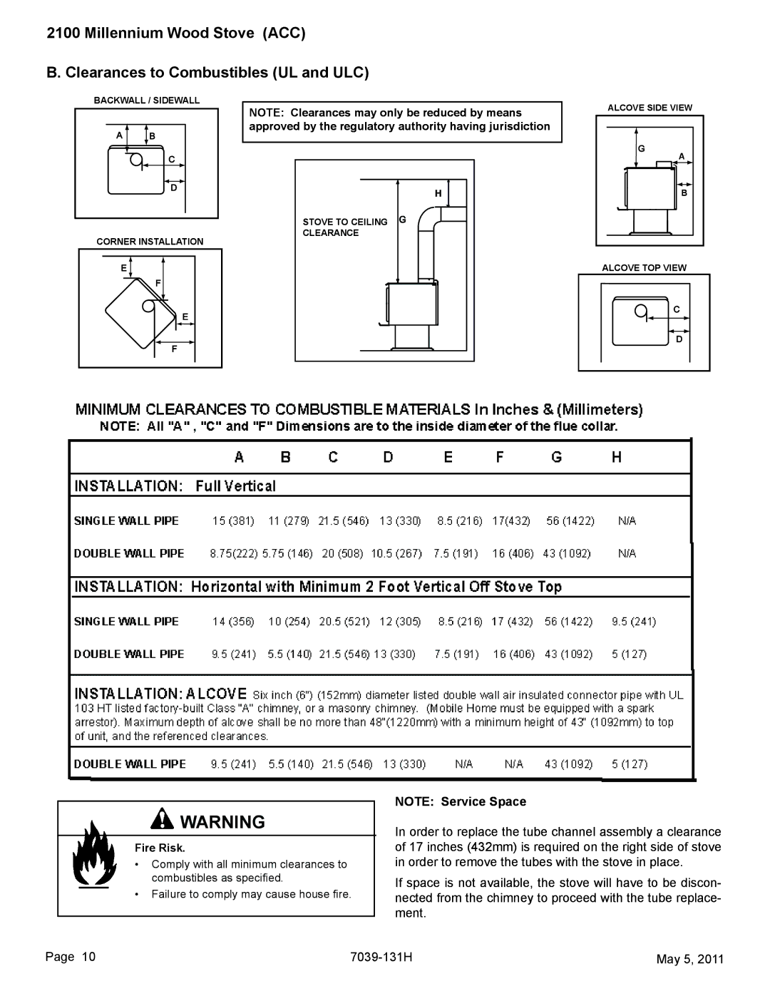 Quadra-Fire 21M-ACC owner manual Backwall / Sidewall Corner Installation 