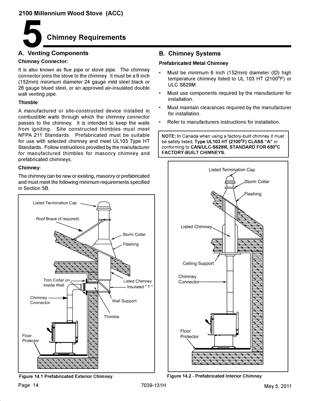 Quadra-Fire 21M-ACC owner manual Chimney Requirements, Venting Components Chimney Systems, Chimney Connector, Thimble 