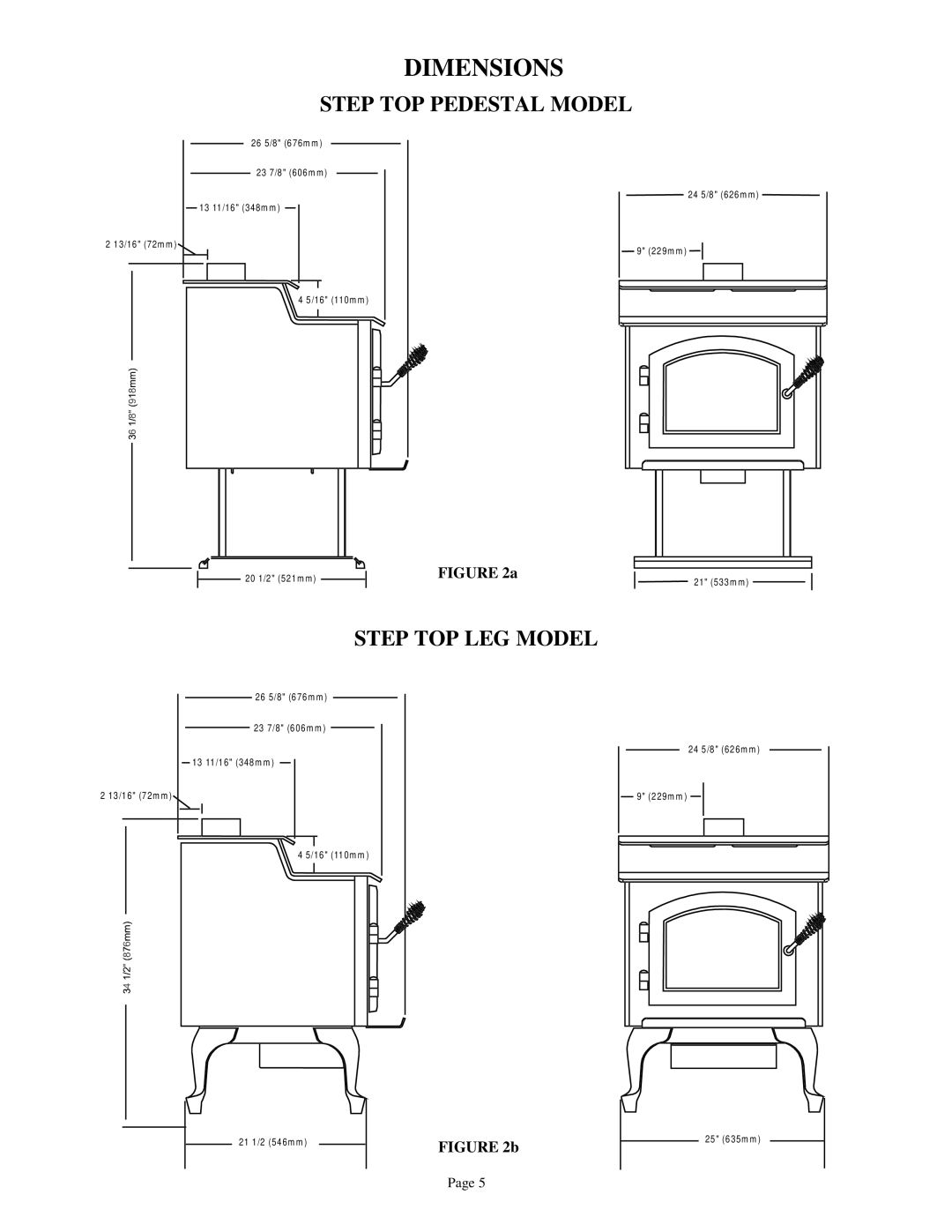 Quadra-Fire 3100 owner manual Step TOP Pedestal Model, Step TOP LEG Model 