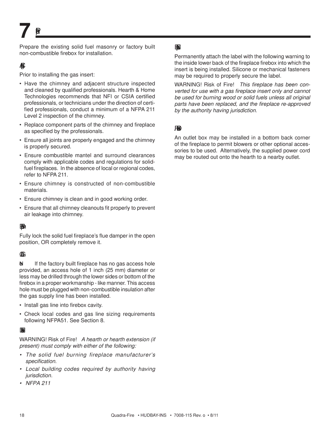 Quadra-Fire 7008-115 owner manual Installation Preparation 