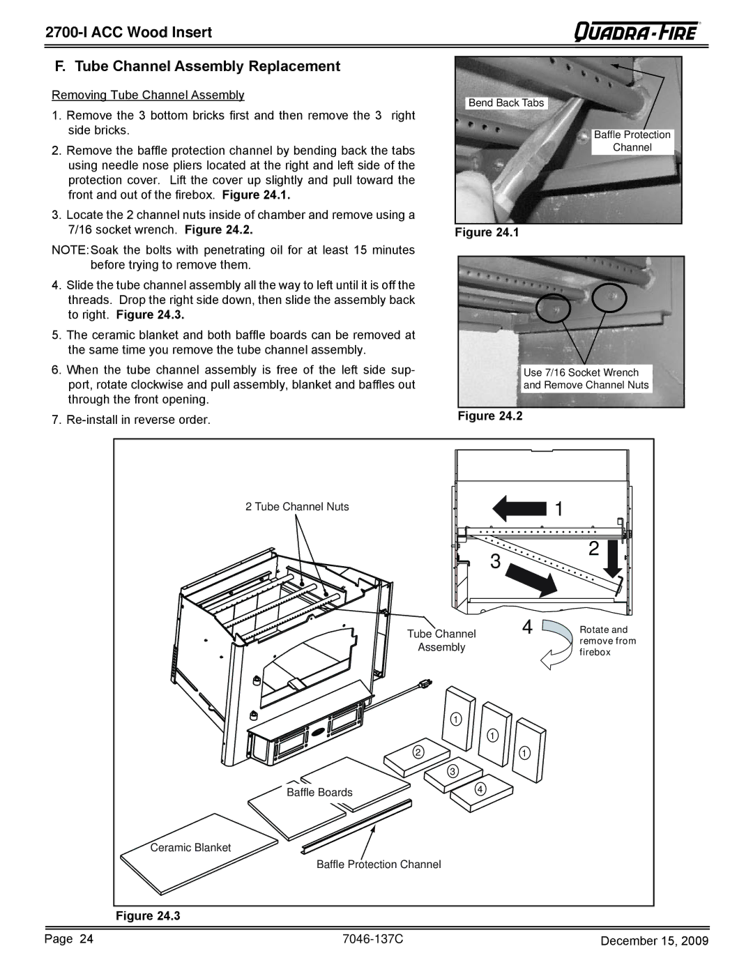 Quadra-Fire 7046-137C warranty ACC Wood Insert Tube Channel Assembly Replacement 