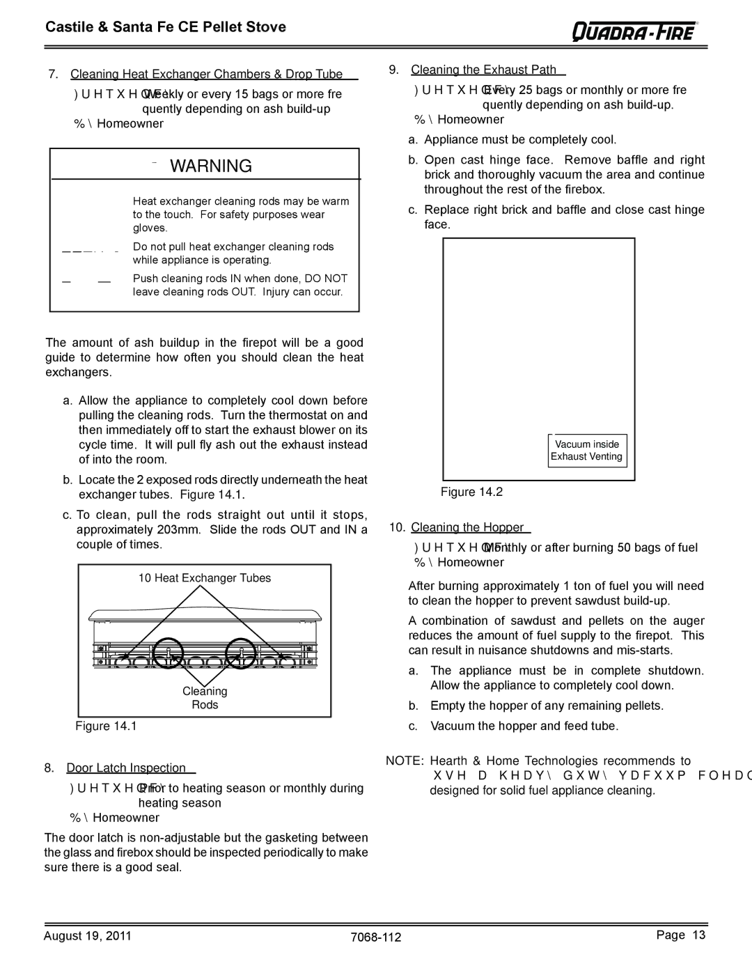Quadra-Fire 7068-112 Cleaning Heat Exchanger Chambers & Drop Tube, Door Latch Inspection, Cleaning the Exhaust Path 