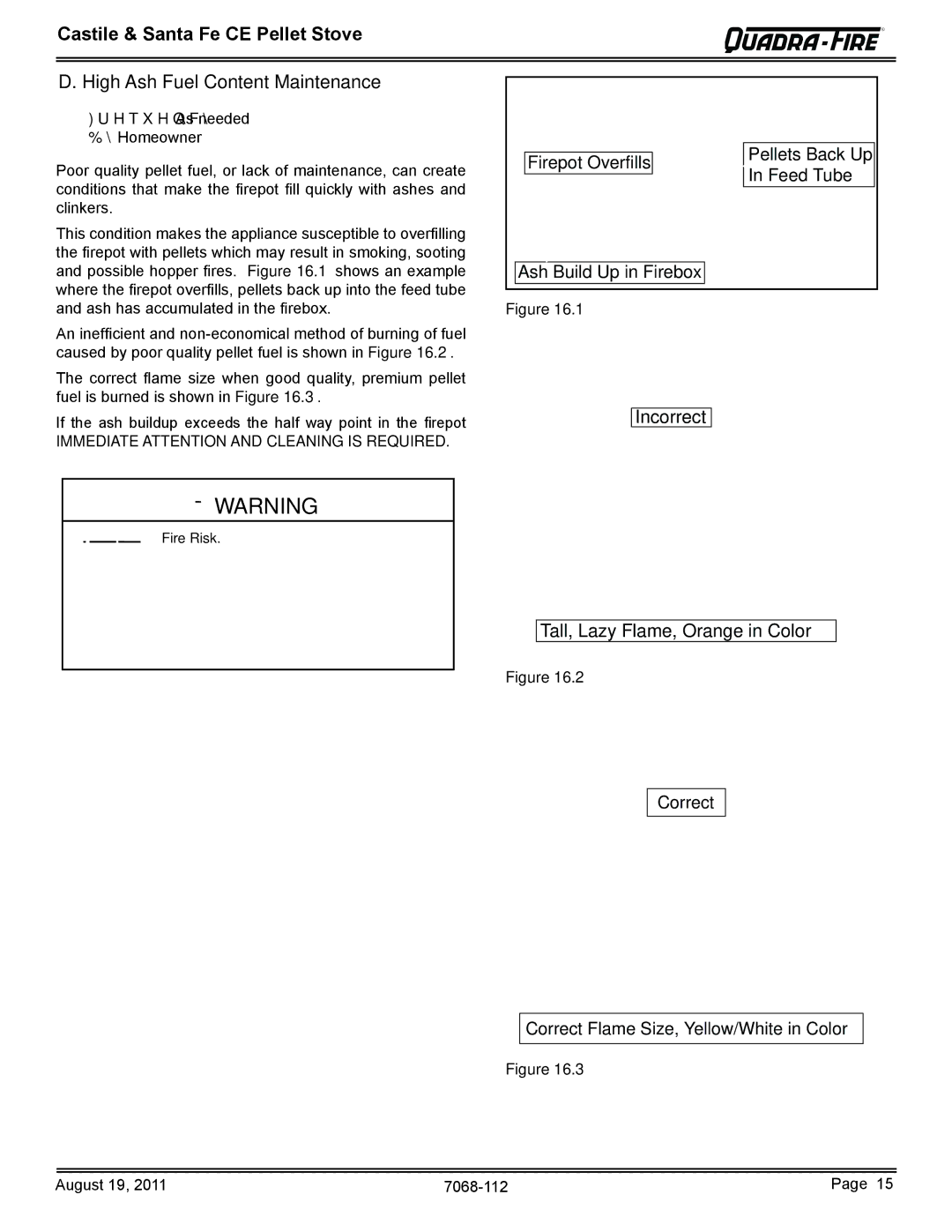 Quadra-Fire 7068-112 owner manual Incorrect Tall, Lazy Flame, Orange in Color 