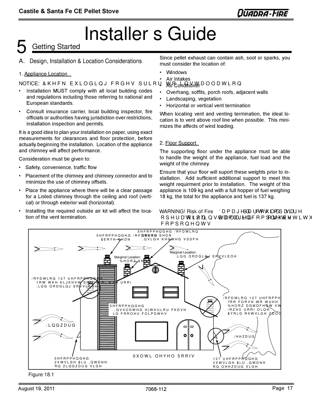 Quadra-Fire 7068-112 Getting Started, Design, Installation & Location Considerations, Appliance Location, Floor Support 