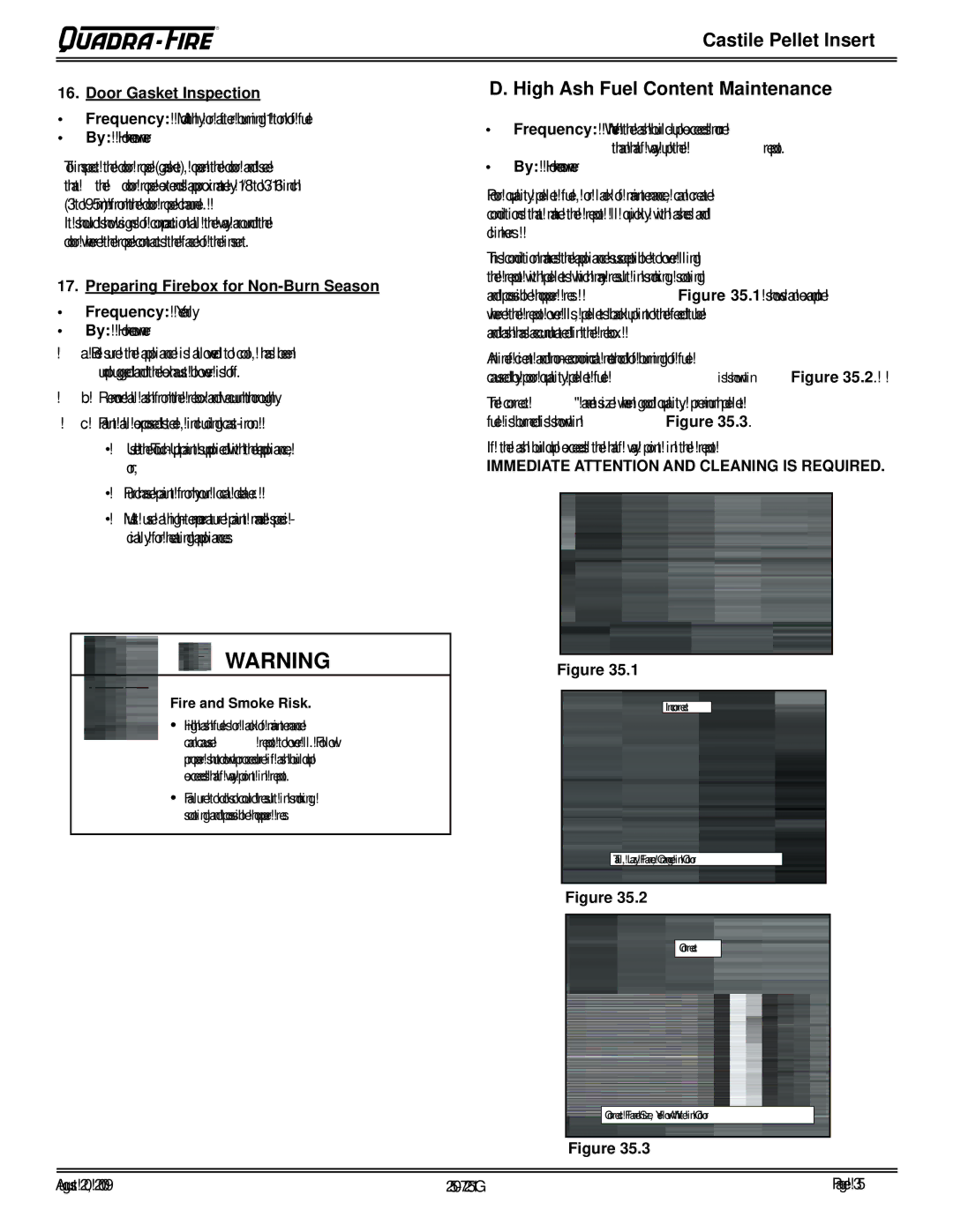 Quadra-Fire CASTINS-CWL, 810-03201, CASTINS-CSB, 810-02901 High Ash Fuel Content Maintenance, Door Gasket Inspection 