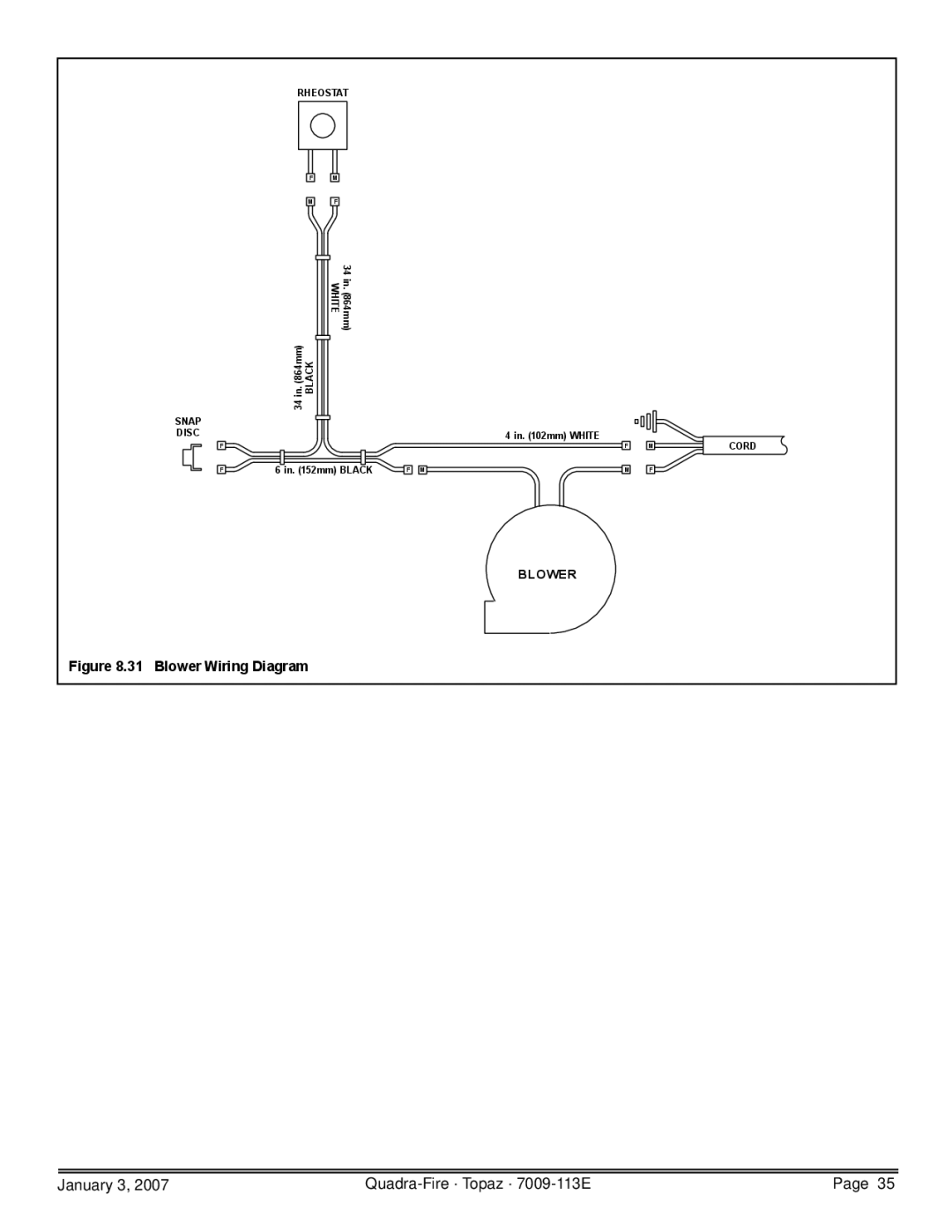 Quadra-Fire 844-4120, 839-1320, 839-1340, 839-1290 owner manual Blower Wiring Diagram 