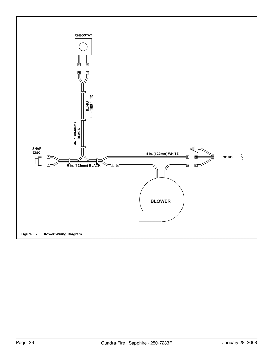 Quadra-Fire SAPPH-D-CWL, 839-1460, 839-1390, SAPPH-D-CSB, 839-1440 owner manual Blower Wiring Diagram 