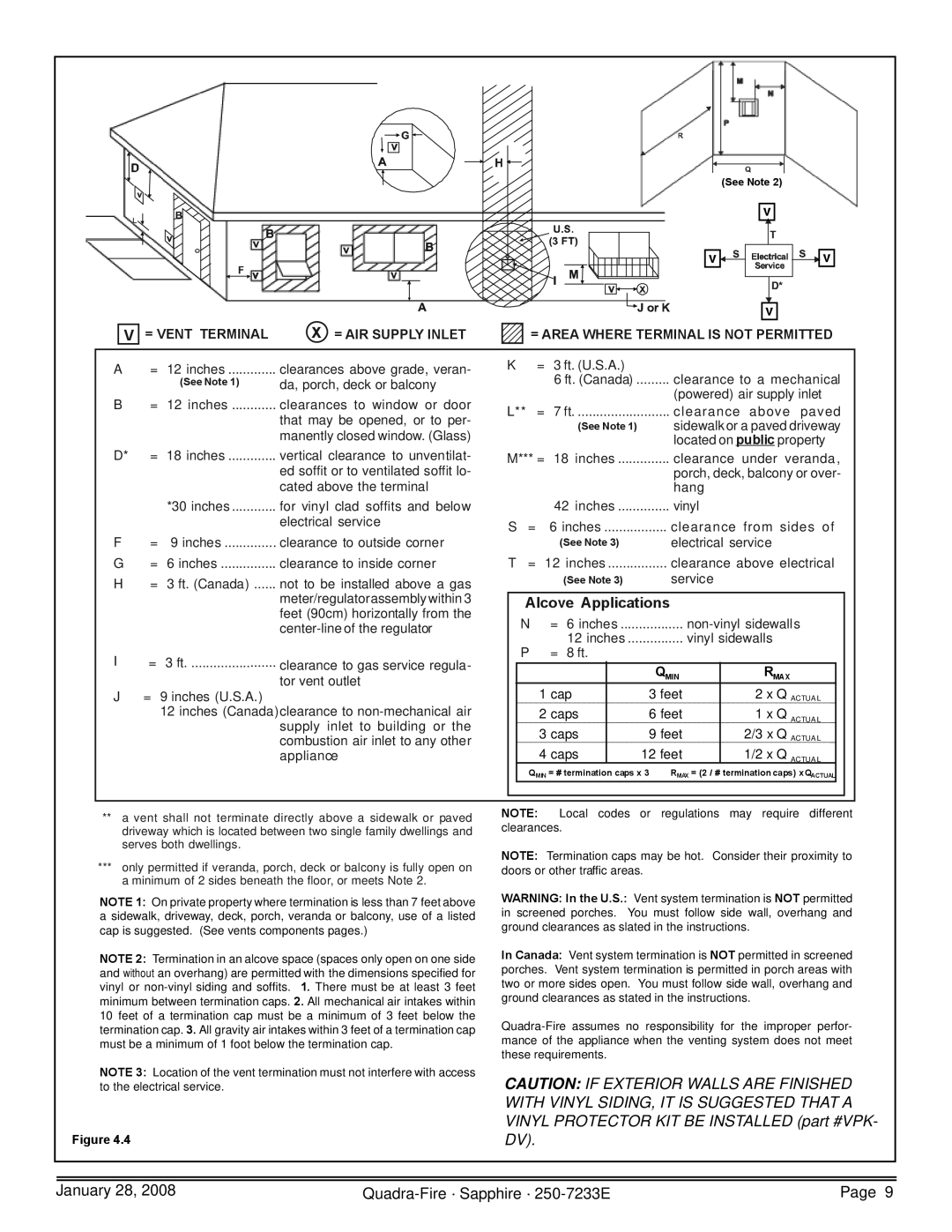 Quadra-Fire 839-1440, 839-1460, SAPPH-D-CWL, 839-1390, SAPPH-D-CSB owner manual Alcove Applications 