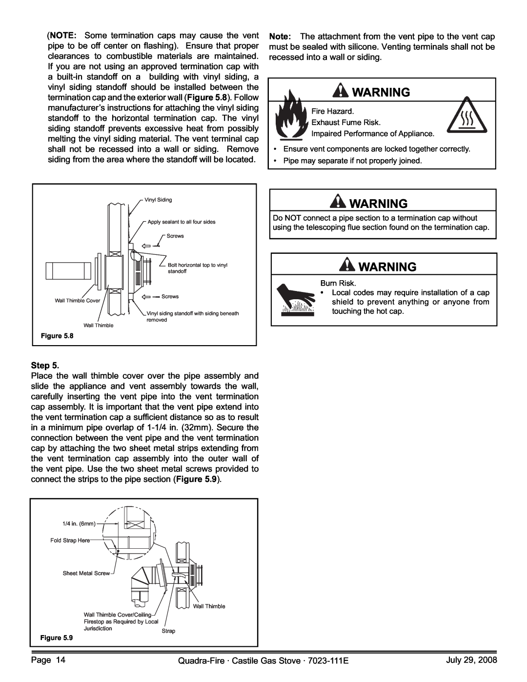 Quadra-Fire 7023-111E, CASTILE-GAS-MBK, CASTILE-GAS-CSB, CASTILE-GAS-PMH owner manual Step, Page 