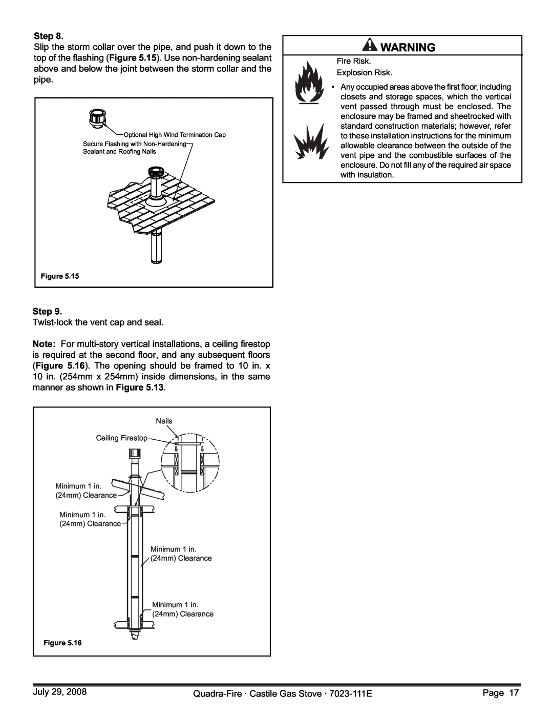 Quadra-Fire CASTILE-GAS-CSB, CASTILE-GAS-MBK, 7023-111E, CASTILE-GAS-PMH owner manual Step, Twist-lockthe vent cap and seal 