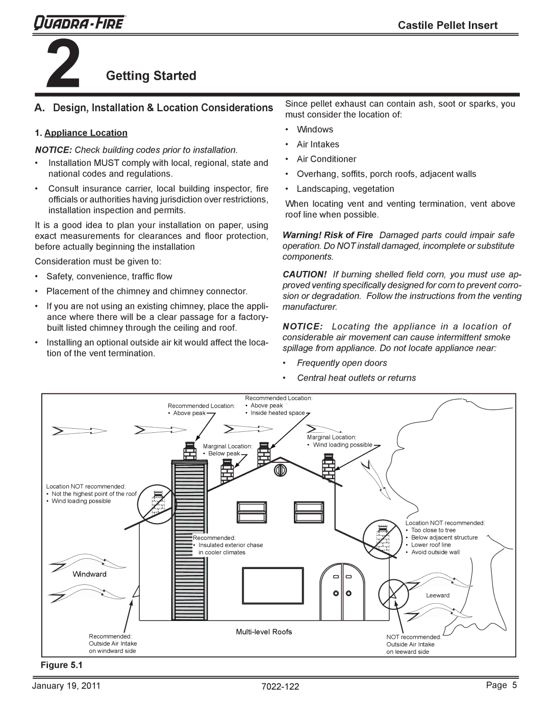 Quadra-Fire CASTILEI-MBK owner manual Getting Started, Appliance Location 