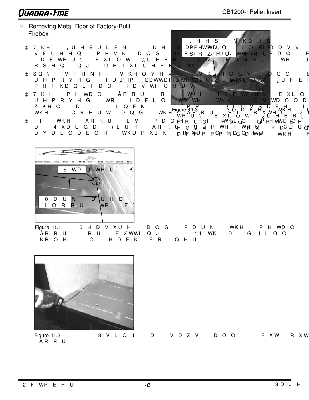 Quadra-Fire CB1200I-B owner manual Starter hole Mark area of floor to cut 