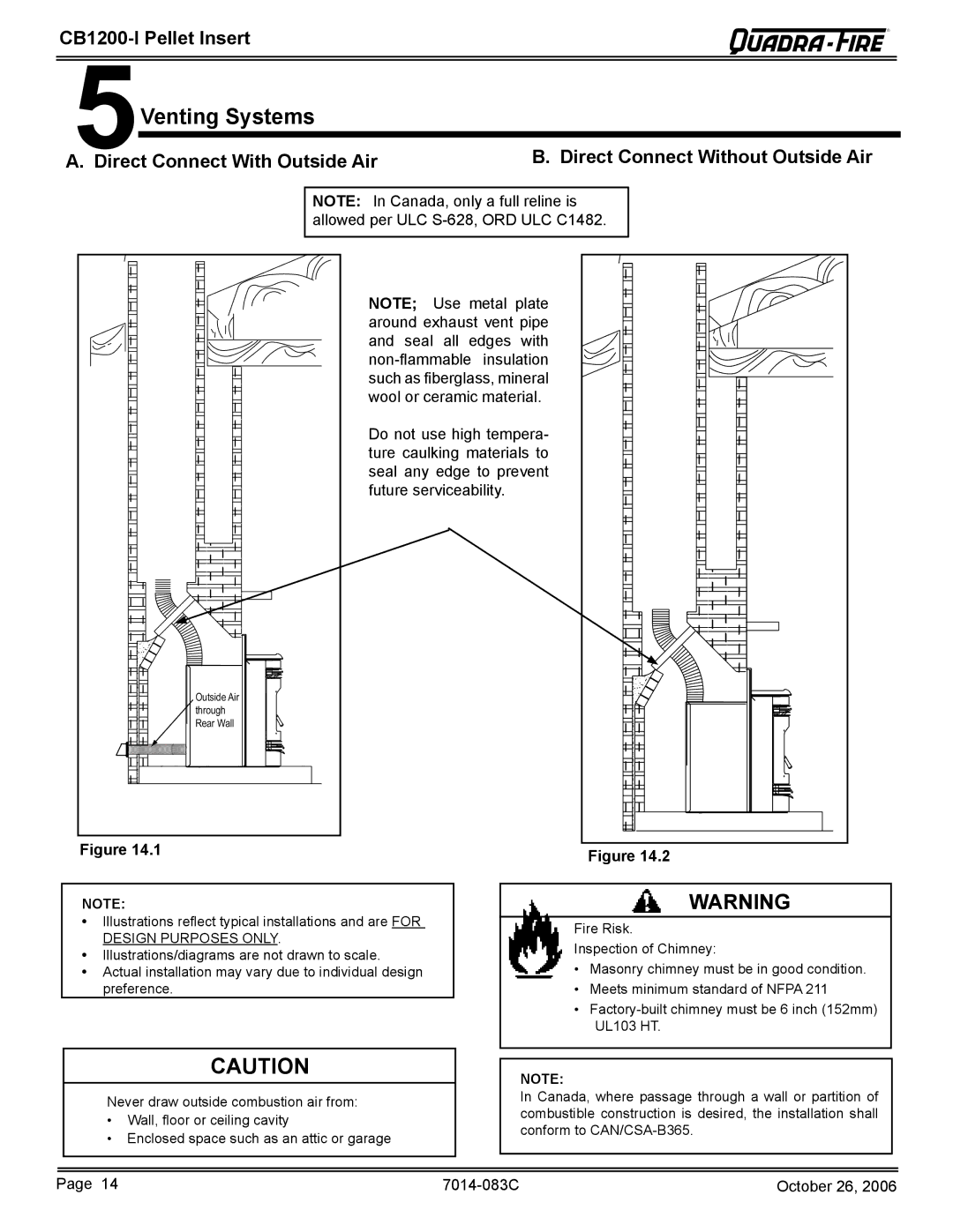 Quadra-Fire CB1200I-B owner manual Venting Systems 