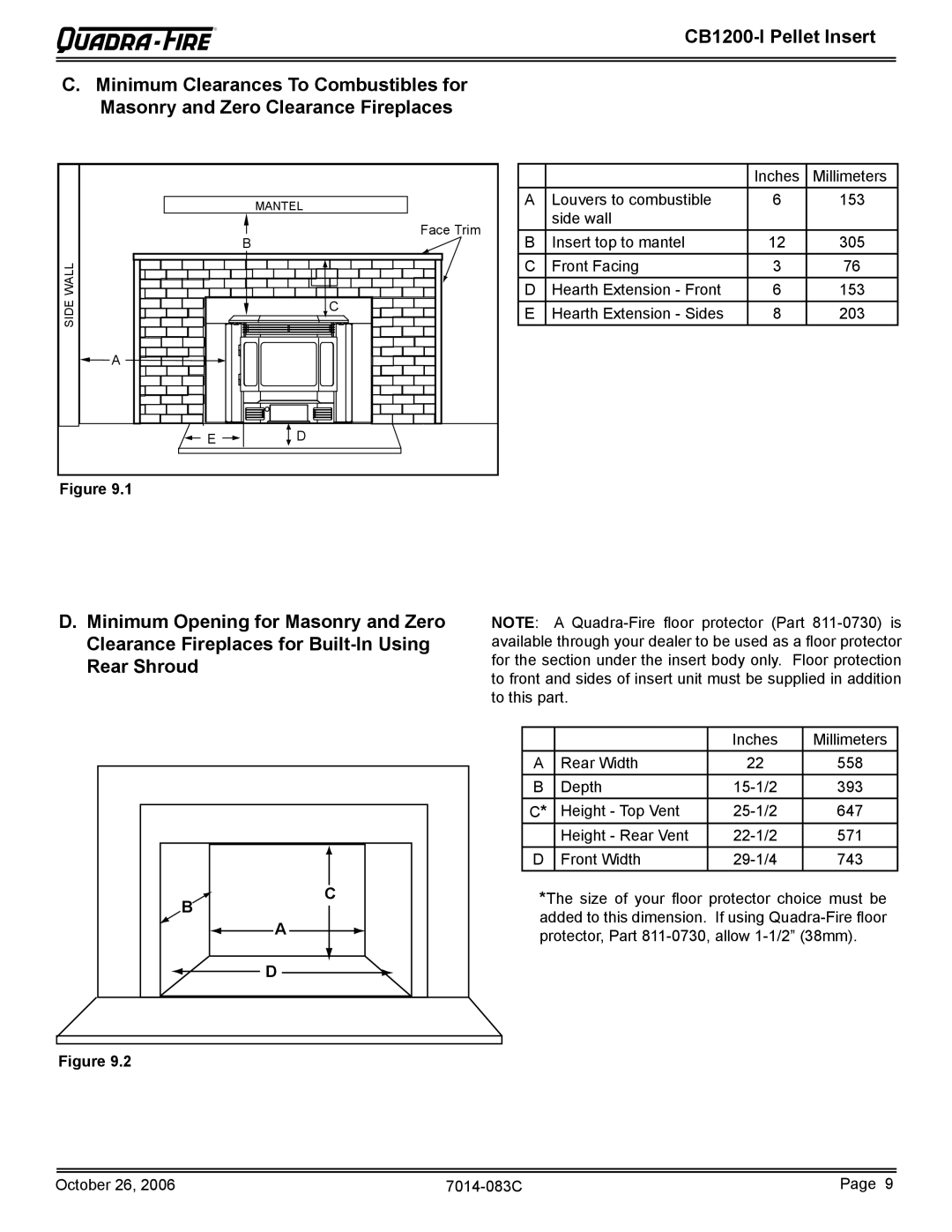 Quadra-Fire CB1200I-B owner manual Face Trim 