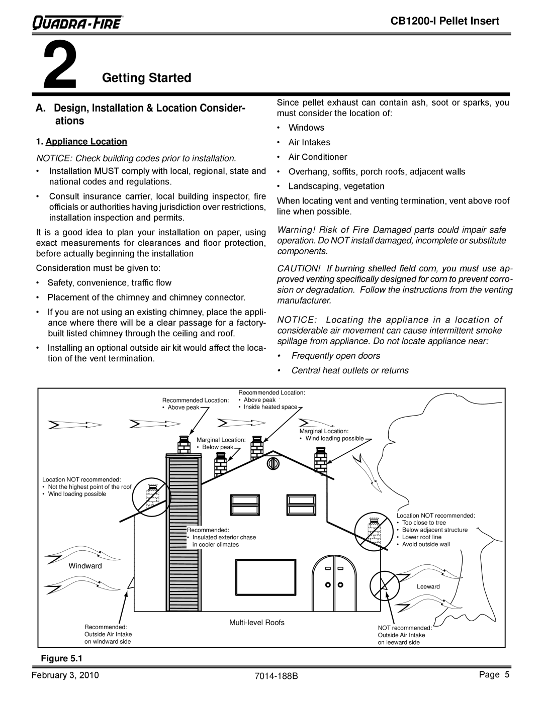 Quadra-Fire CB1200MI-MBK, CB1200I owner manual Design, Installation & Location Consider- ations, Appliance Location 