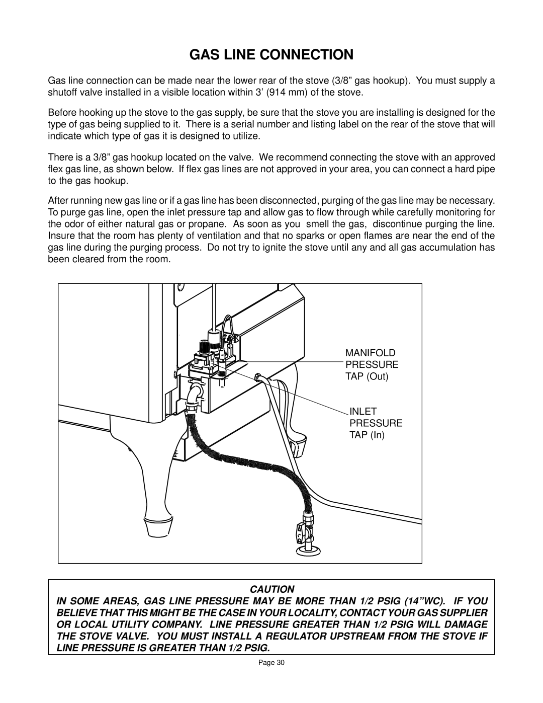 Quadra-Fire DV-40 manual GAS Line Connection 