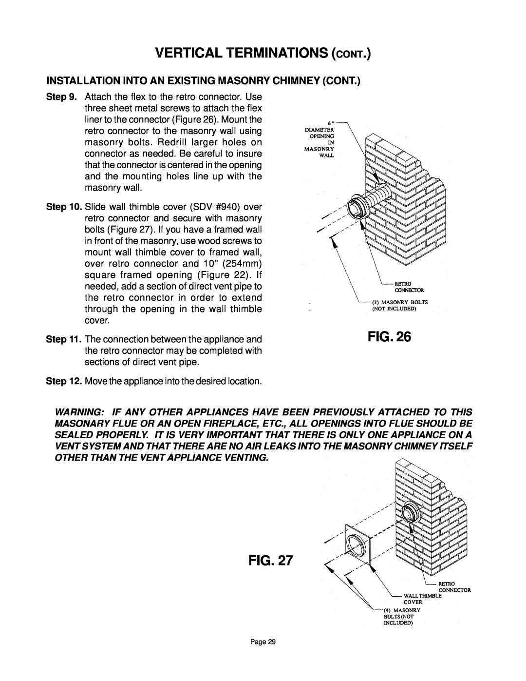 Quadra-Fire DV-40 manual Step, Vertical Terminations Cont 