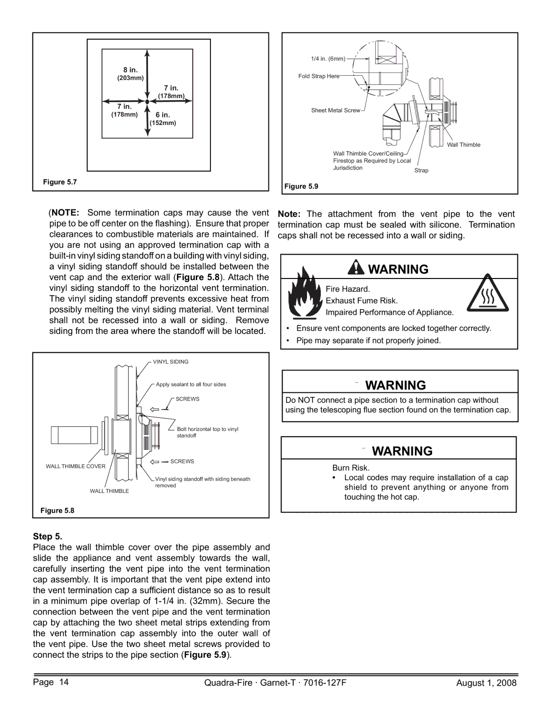 Quadra-Fire GARNET-D-CSB, GARNET-MBK, GARNET-D-PMH, GARNET-D-MBK, GARNET-D-CWL owner manual 203mm 