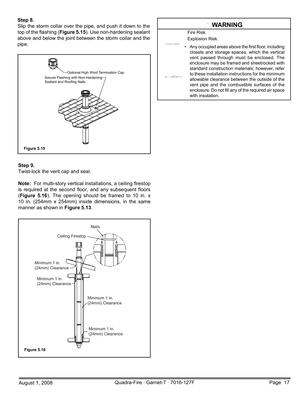 Quadra-Fire GARNET-D-MBK, GARNET-MBK, GARNET-D-PMH, GARNET-D-CWL, GARNET-D-CSB owner manual Twist-lock the vent cap and seal 