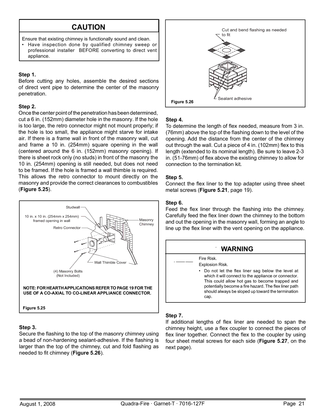 Quadra-Fire GARNET-D-PMH, GARNET-MBK, GARNET-D-MBK, GARNET-D-CWL, GARNET-D-CSB owner manual Cap 