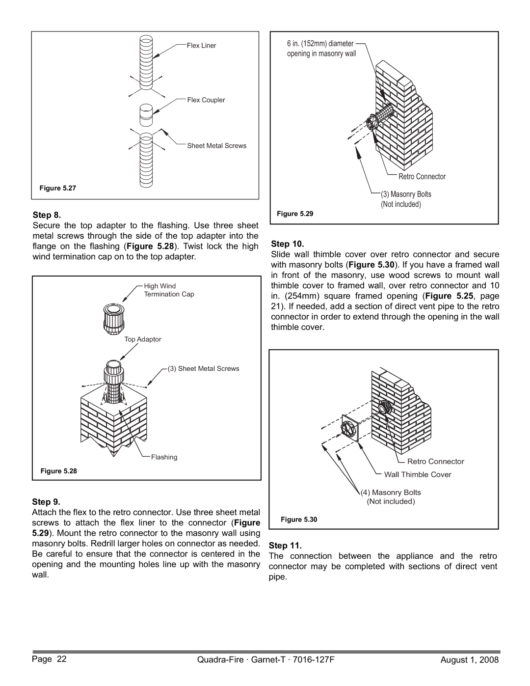 Quadra-Fire GARNET-D-MBK, GARNET-MBK, GARNET-D-PMH, GARNET-D-CWL, GARNET-D-CSB owner manual Retro Connector 