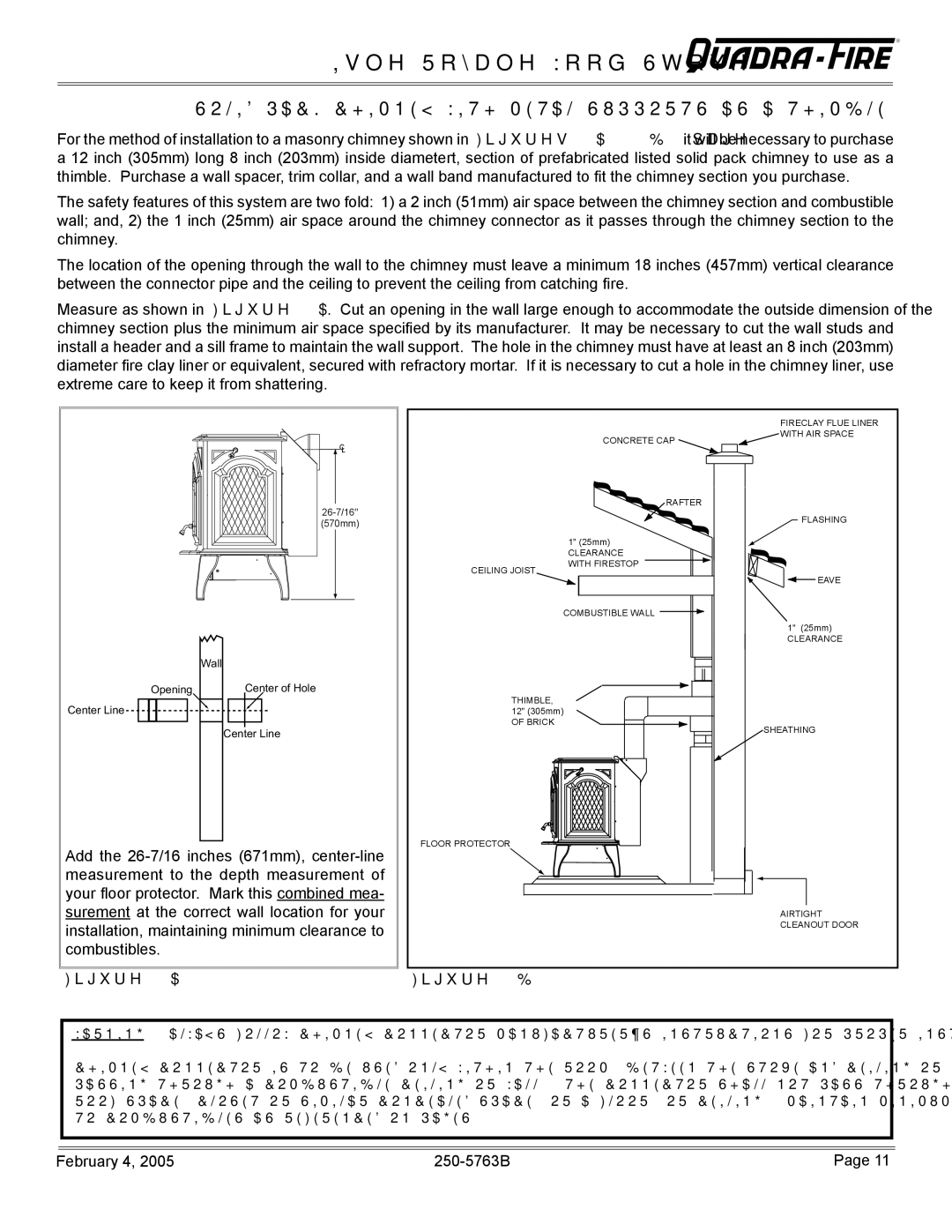 Quadra-Fire Isle Royale installation instructions Solid Pack Chimney with Metal Supports AS a Thimble 