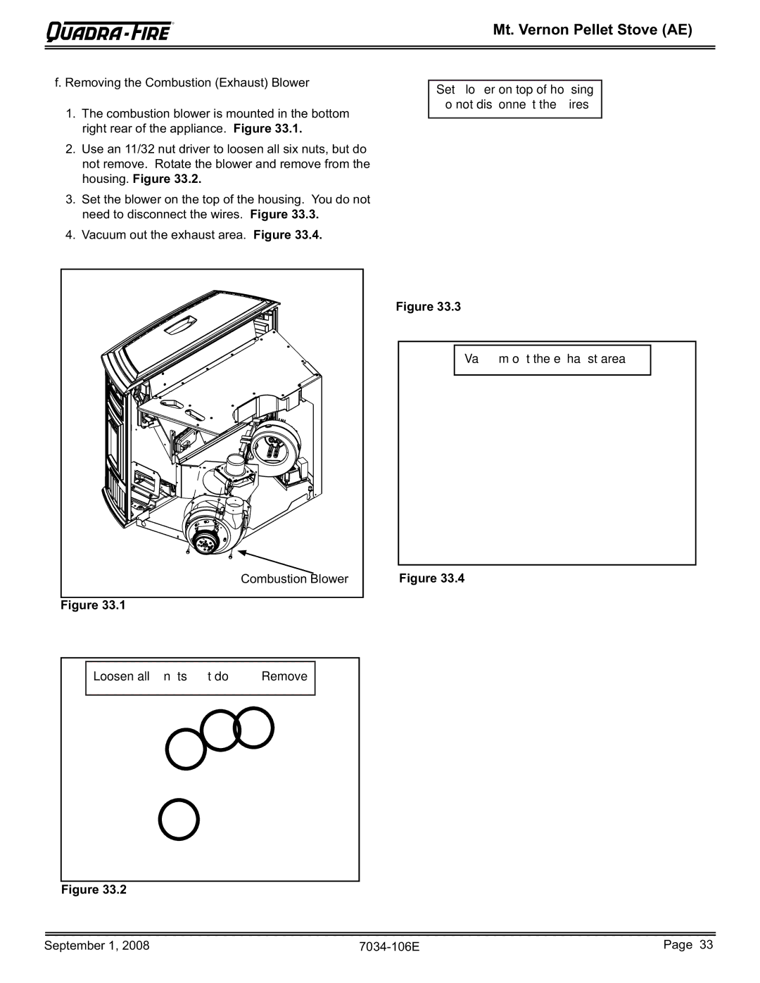 Quadra-Fire MTVERNON-AE-MBK, MTVERNON-AE-PMH, MTVERNON-AE-CWL, MTVERNON-AE-CSB owner manual Mt. Vernon Pellet Stove AE 