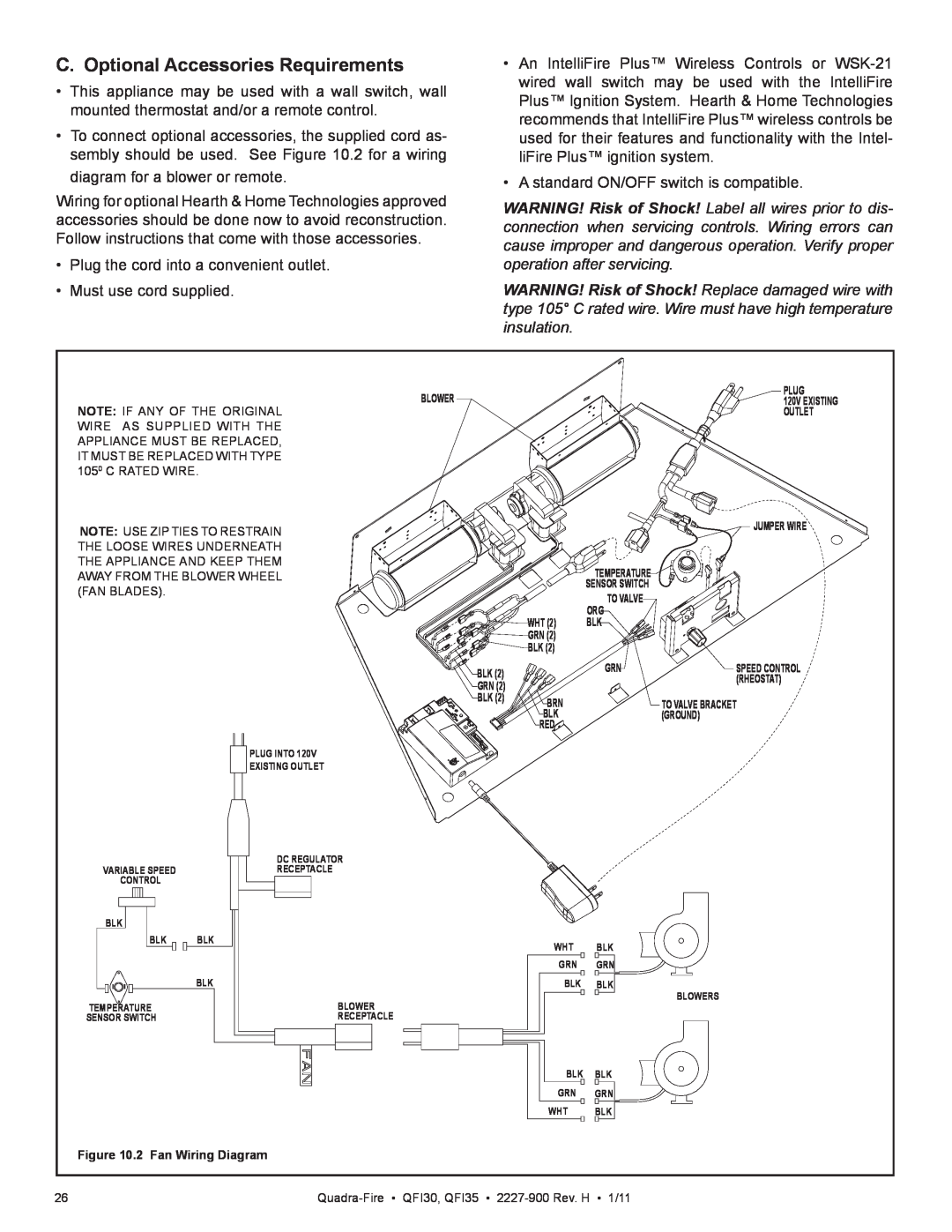 Quadra-Fire QF130 owner manual C. Optional Accessories Requirements 
