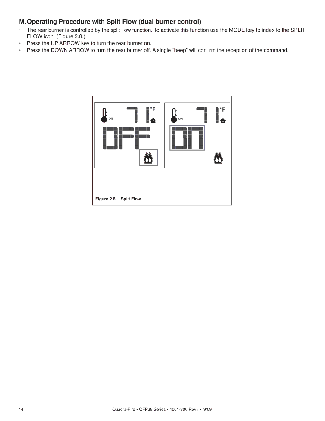 Quadra-Fire QFP38-NG, QFP38-LP owner manual Operating Procedure with Split Flow dual burner control 