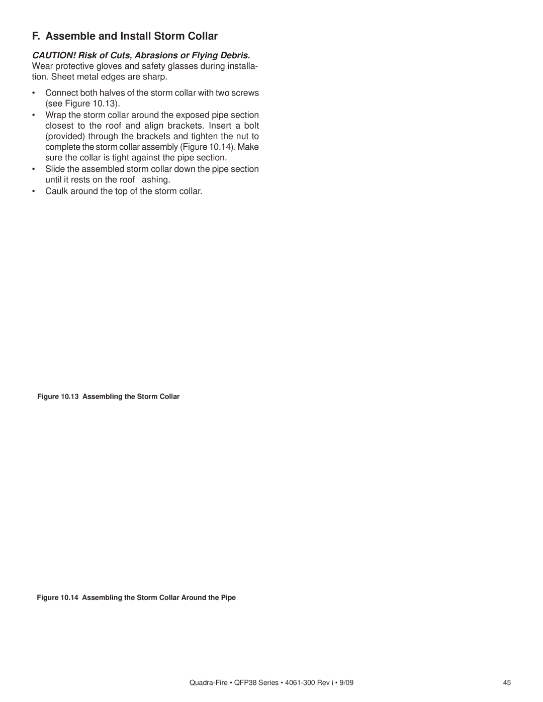 Quadra-Fire QFP38-LP, QFP38-NG owner manual Assemble and Install Storm Collar, Assembling the Storm Collar 