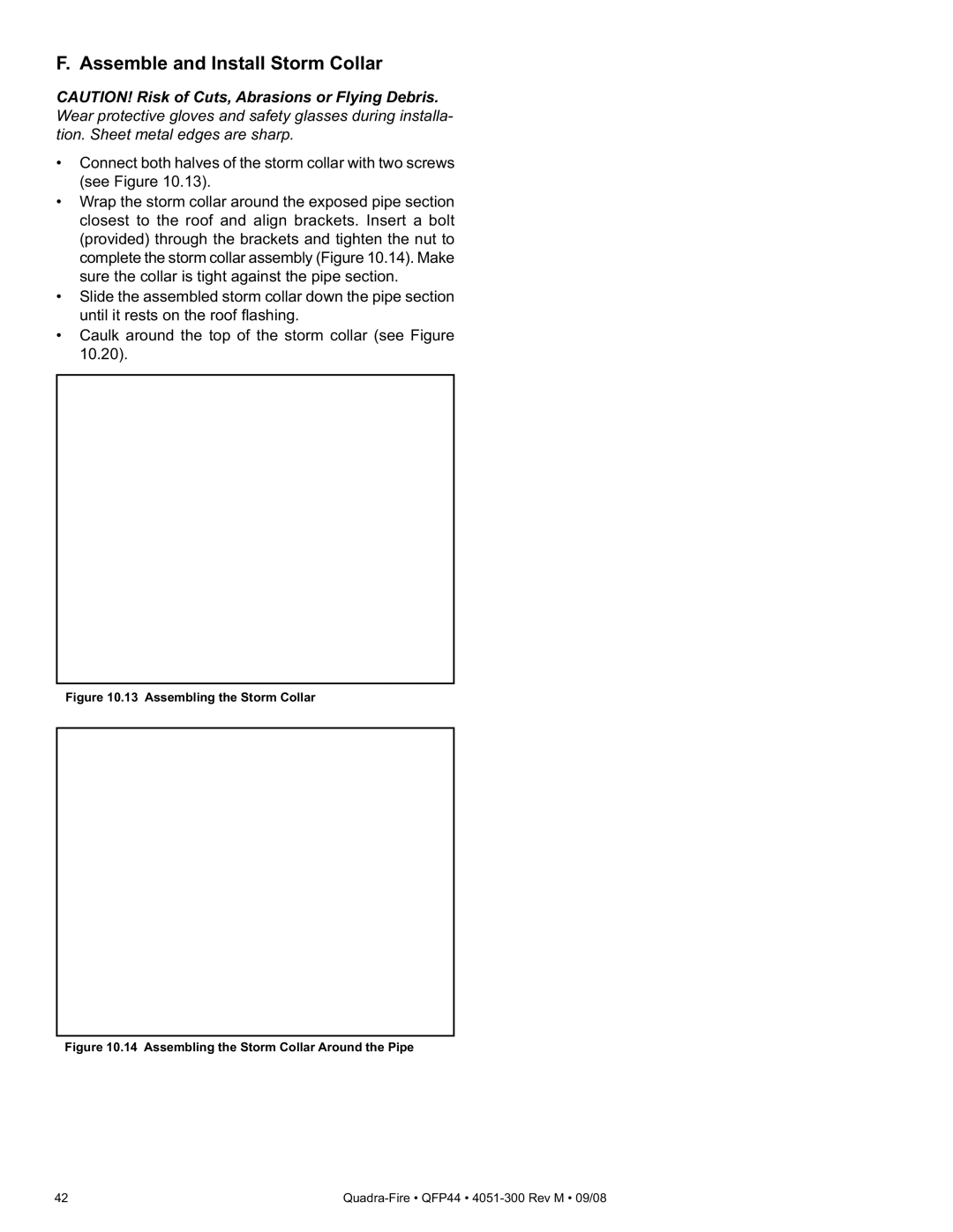 Quadra-Fire QFP44 owner manual Assemble and Install Storm Collar, Assembling the Storm Collar 