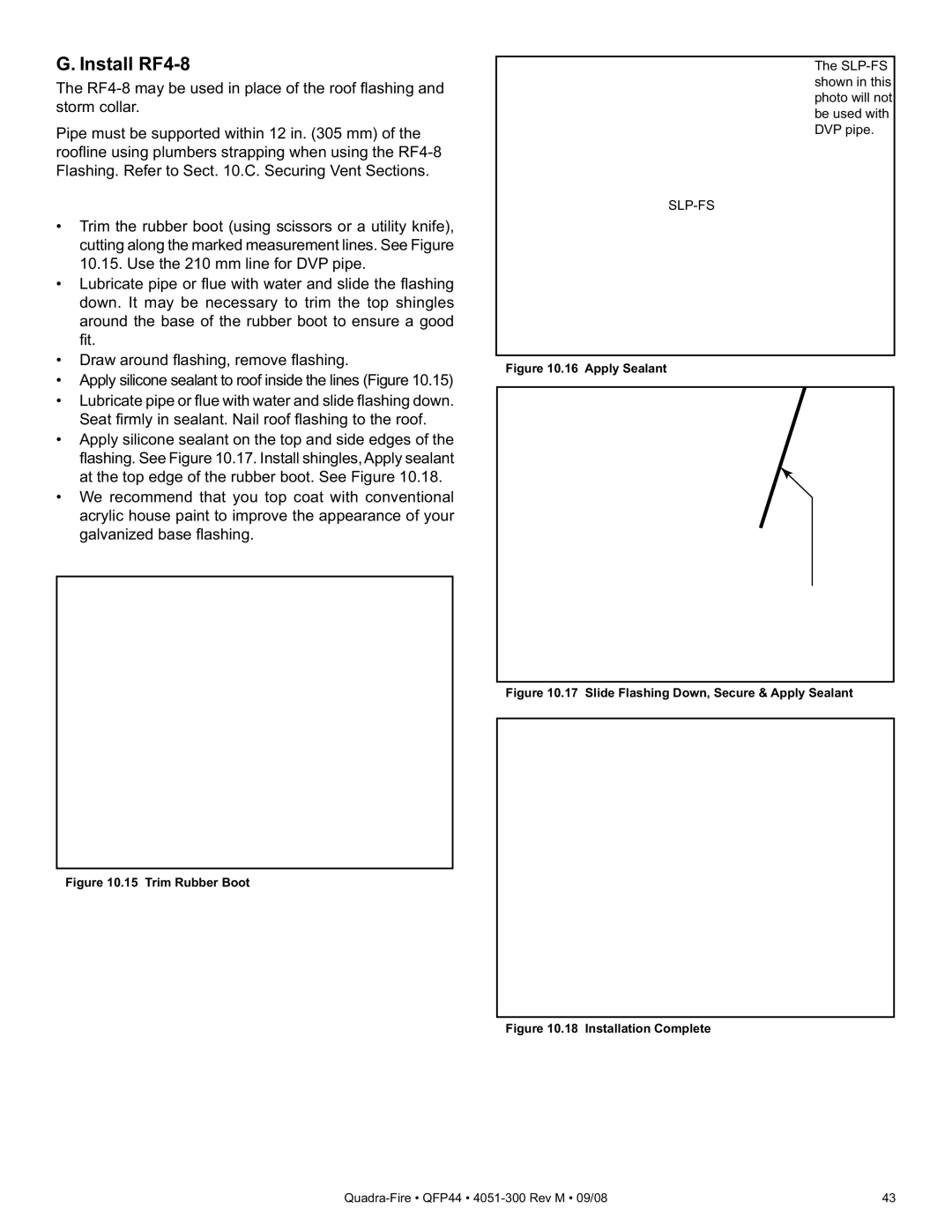 Quadra-Fire QFP44 owner manual Install RF4-8, Apply Sealant Top & Partial Sides 