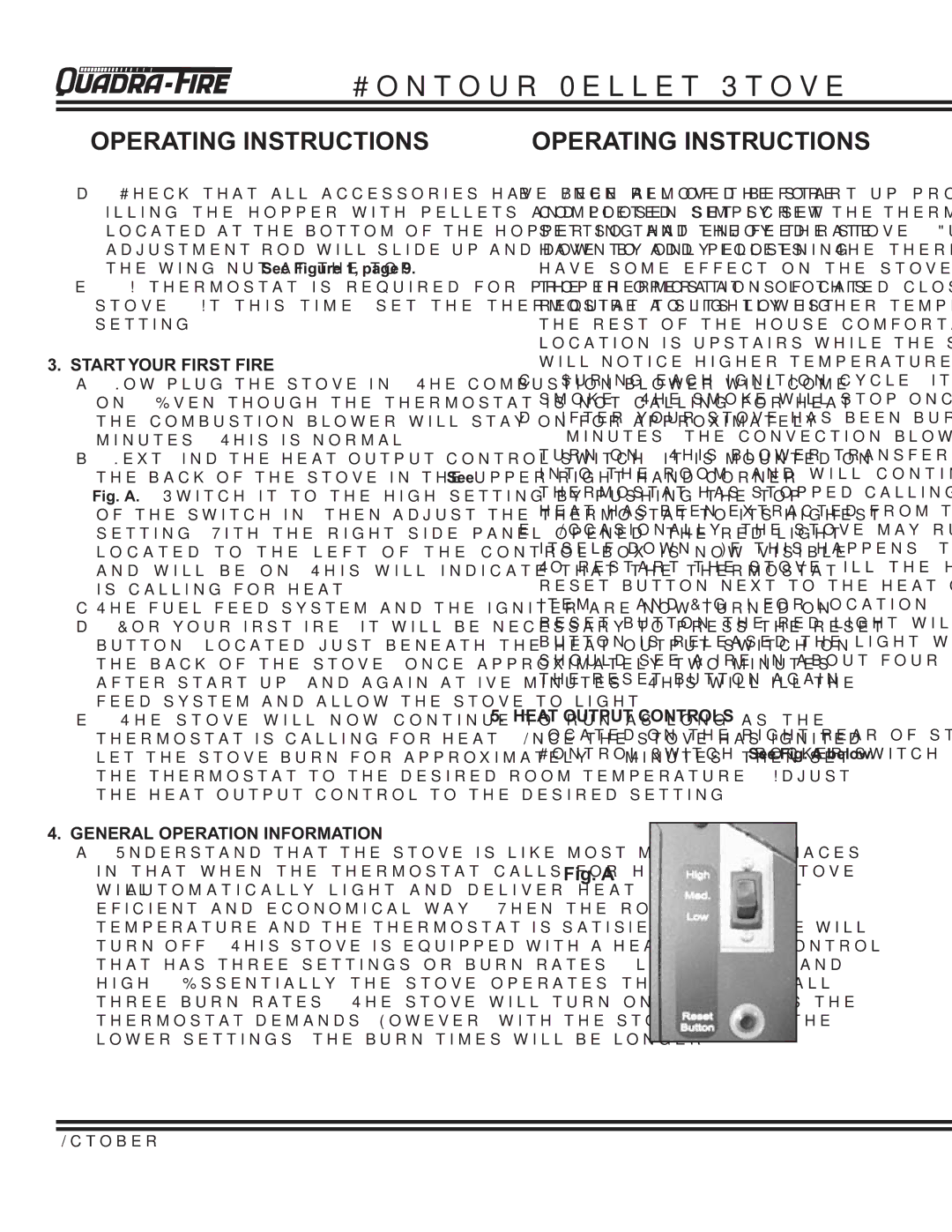 Quadra-Fire QUADRA-FIRE CONTOUR warranty Operating Instructions, Start Your First Fire, Heat Output Controls 